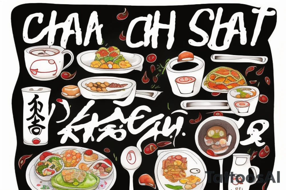 eat, sleep, chi, repeat. asian tappas resturant called chi resturant. food runner. tattoo idea