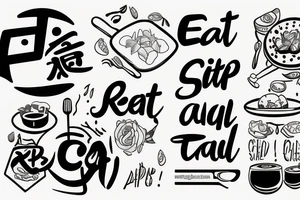 eat, sleep, chi, repeat. asian tappas a la carte resturant called chi resturant. food runner. tattoo idea