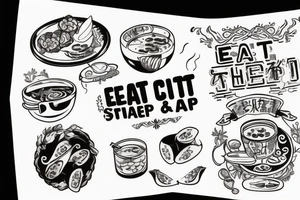 eat, sleep, chi, repeat. asian tappas a la carte resturant, chi resturant. food runner. tattoo idea