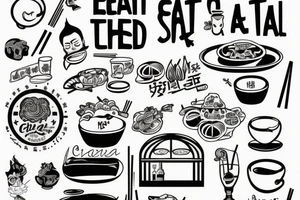 eat, sleep, chi, repeat. asian tappas a la carte resturant, chi resturant. tattoo idea