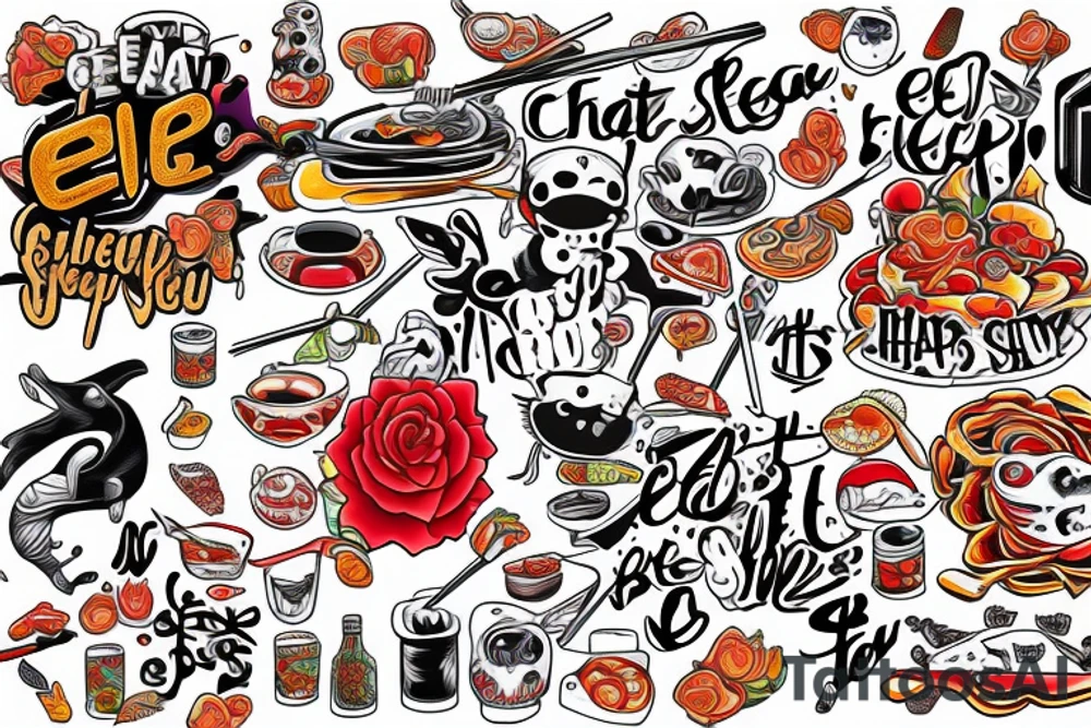 eat, sleep, chi, repeat. on chopsticks tattoo idea