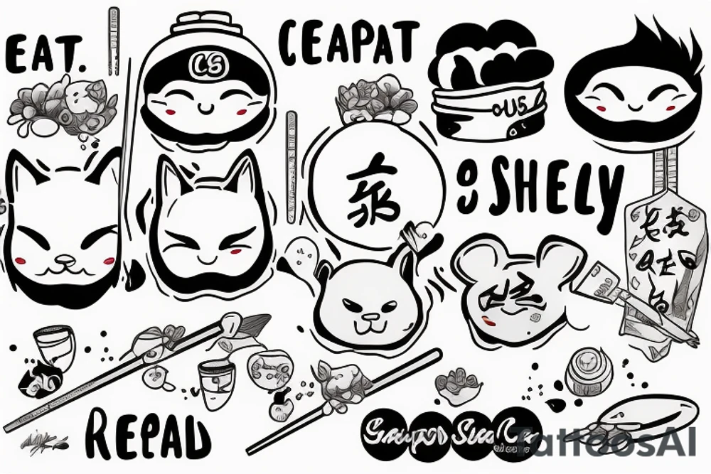 eat, sleep, chi, repeat. on chopsticks tattoo idea