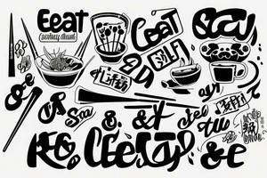 quote "eat, sleep, chi, repeat". on chopsticks tattoo idea