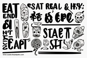 quote "eat, sleep, chi, repeat". on chopsticks tattoo idea