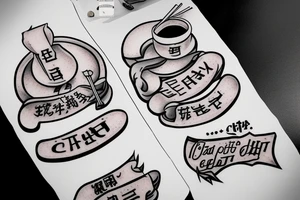 quote "eat, sleep, chi, repeat". on chopsticks tattoo idea