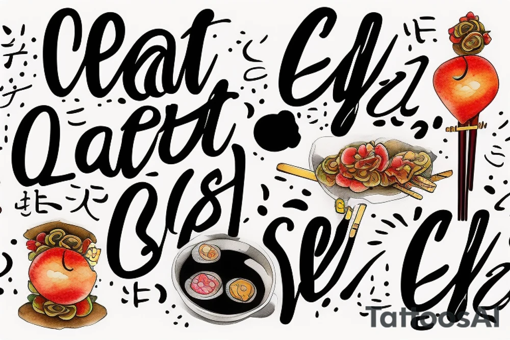 quote "eat, sleep, chi, repeat". on chopsticks tattoo idea