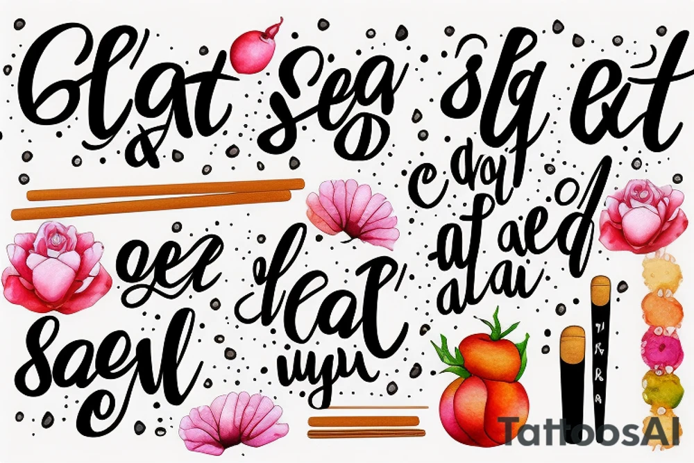 quote "eat, sleep, chi, repeat". on chopsticks tattoo idea