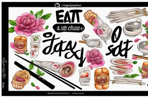 quote "eat, sleep, chi, repeat". on chopsticks tattoo idea