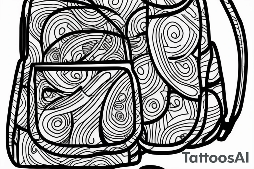 Simple line drawing backpack tattoo idea