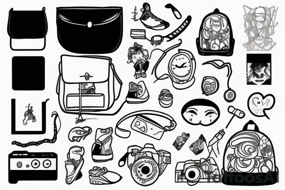 Simple line backpack tattoo idea