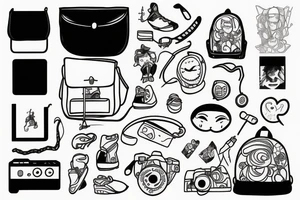 Simple line backpack tattoo idea