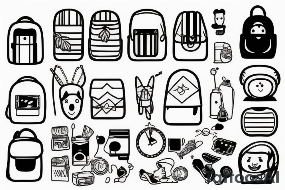 Simple line backpack tattoo idea