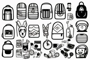 Simple line backpack tattoo idea