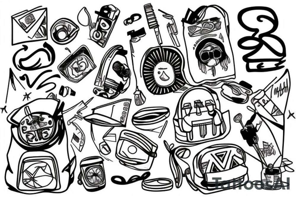 Simple line backpack tattoo idea