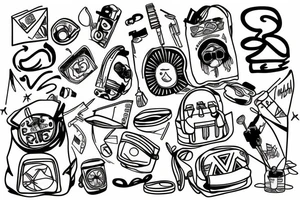 Simple line backpack tattoo idea