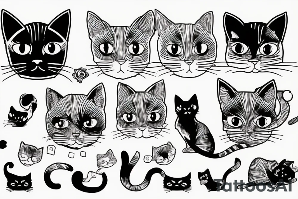 line drawing cat tattoo idea