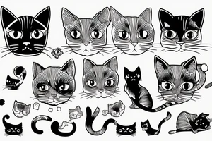 line drawing cat tattoo idea