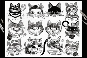 line drawing cat tattoo idea