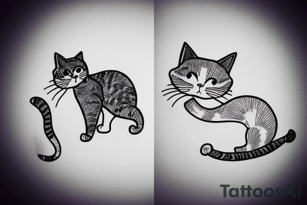 simple line drawing cat tattoo idea