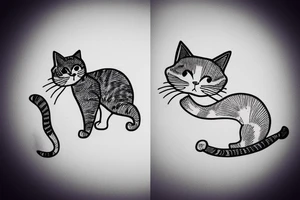 simple line drawing cat tattoo idea