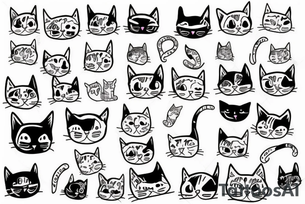 line drawing cat tattoo idea