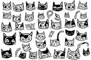 line drawing cat tattoo idea