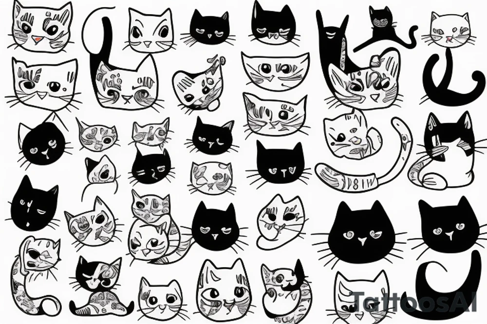 line drawing cat tattoo idea