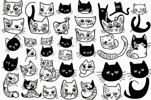 line drawing cat tattoo idea