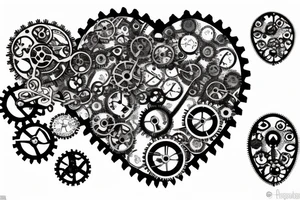 A detailed steampunk heart with gears and cogs tattoo idea