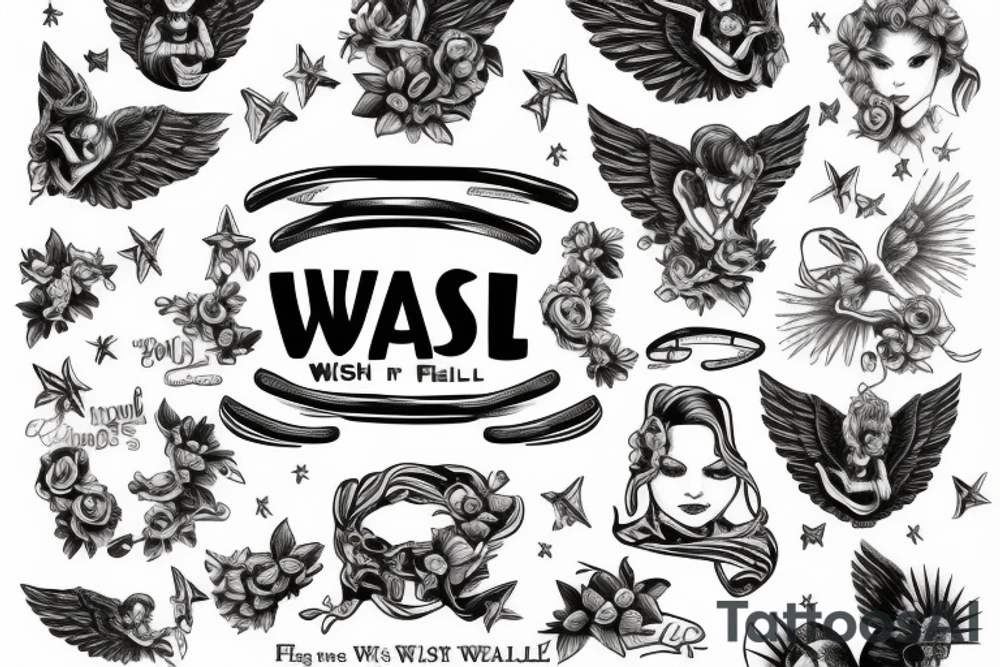 text wish you were here with angel tattoo idea