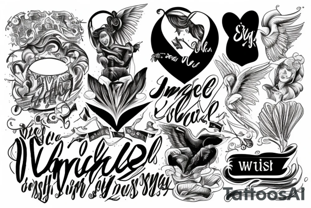 text wish you were here with angel tattoo idea