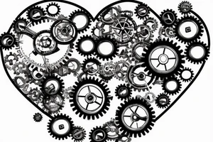 A detailed steampunk heart with gears and cogs tattoo idea