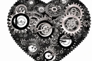 A detailed steampunk heart with gears and cogs tattoo idea
