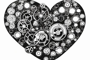 A detailed steampunk heart with gears and cogs tattoo idea