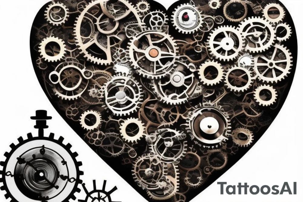 A small detailed steampunk heart with gears and cogs. It needs to be one heart tattoo idea