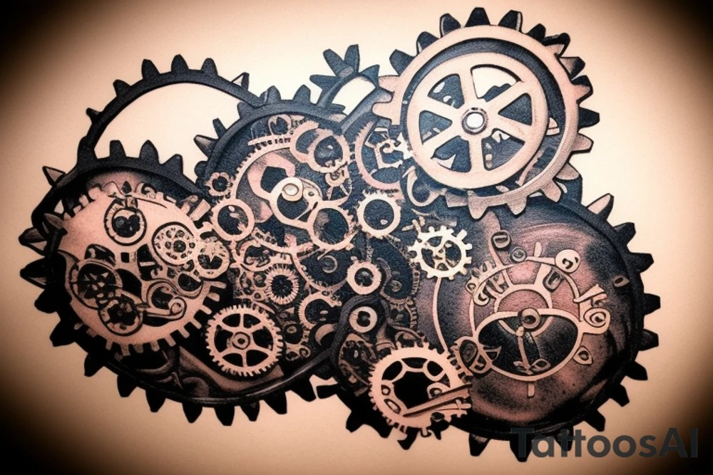 A small detailed steampunk heart with gears and cogs. It needs to be one heart tattoo idea