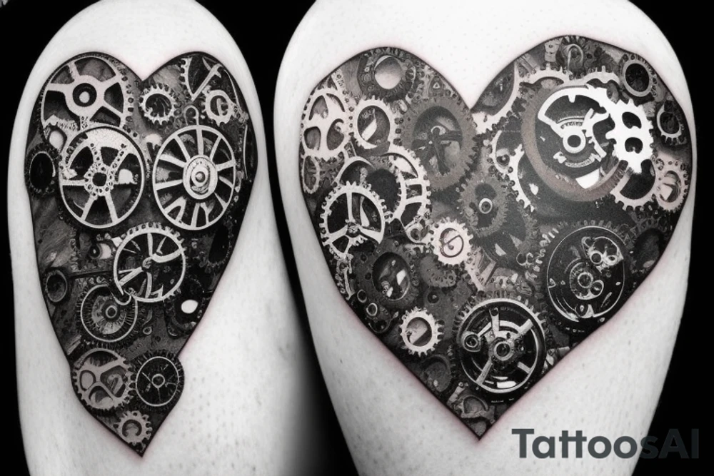 A small detailed steampunk heart with gears and cogs. It needs to be one heart tattoo idea