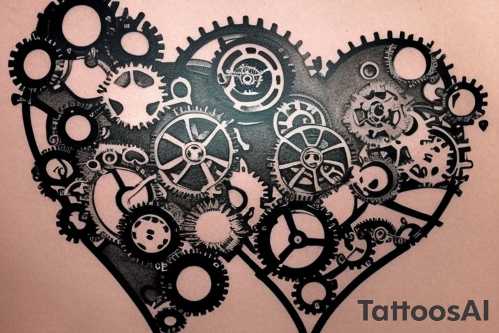 A small detailed steampunk heart with gears and cogs. It needs to be one heart tattoo idea