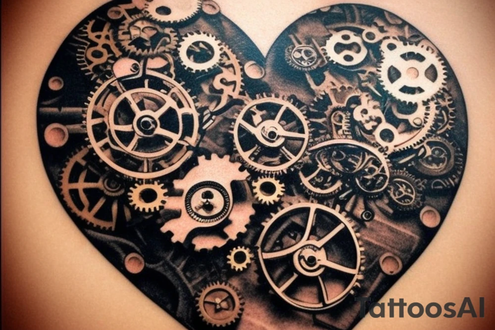 A small detailed steampunk heart with gears and cogs. It needs to be one heart tattoo idea