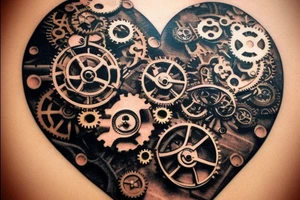 A small detailed steampunk heart with gears and cogs. It needs to be one heart tattoo idea