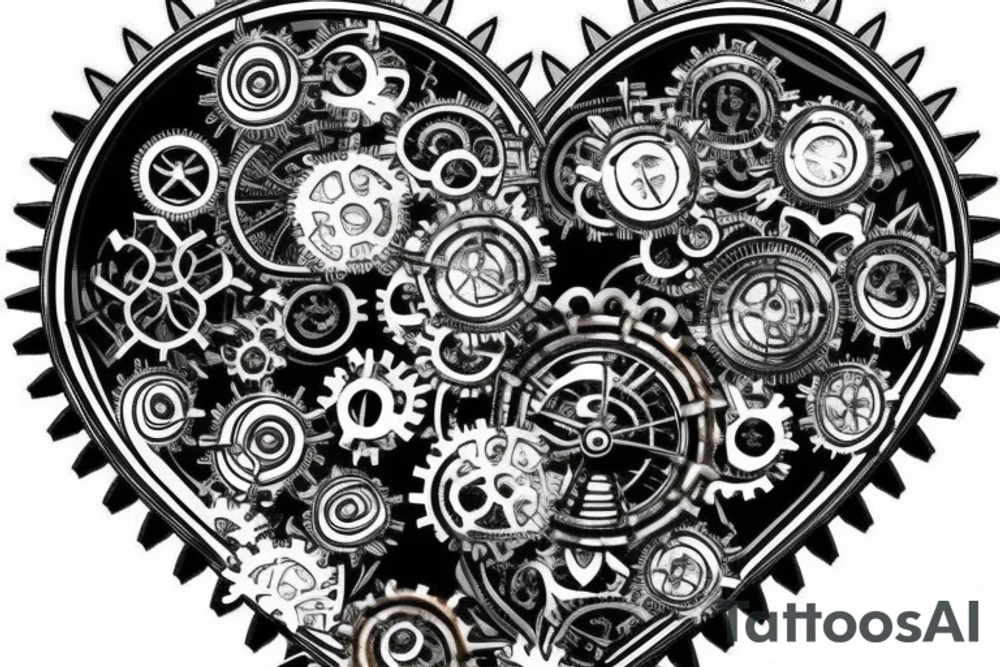A small detailed steampunk heart with gears and cogs. It needs to be one heart tattoo idea