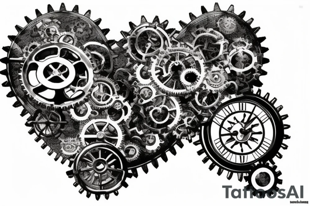A small detailed steampunk heart with gears and cogs. It needs to be one heart tattoo idea