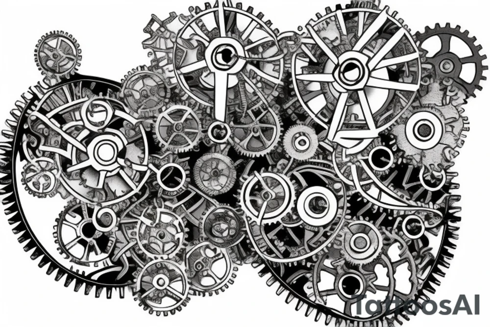 One small detailed steampunk heart with gears and cogs. tattoo idea