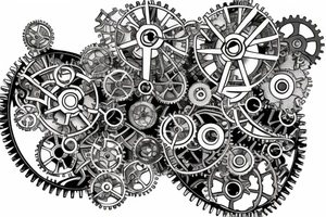 One small detailed steampunk heart with gears and cogs. tattoo idea