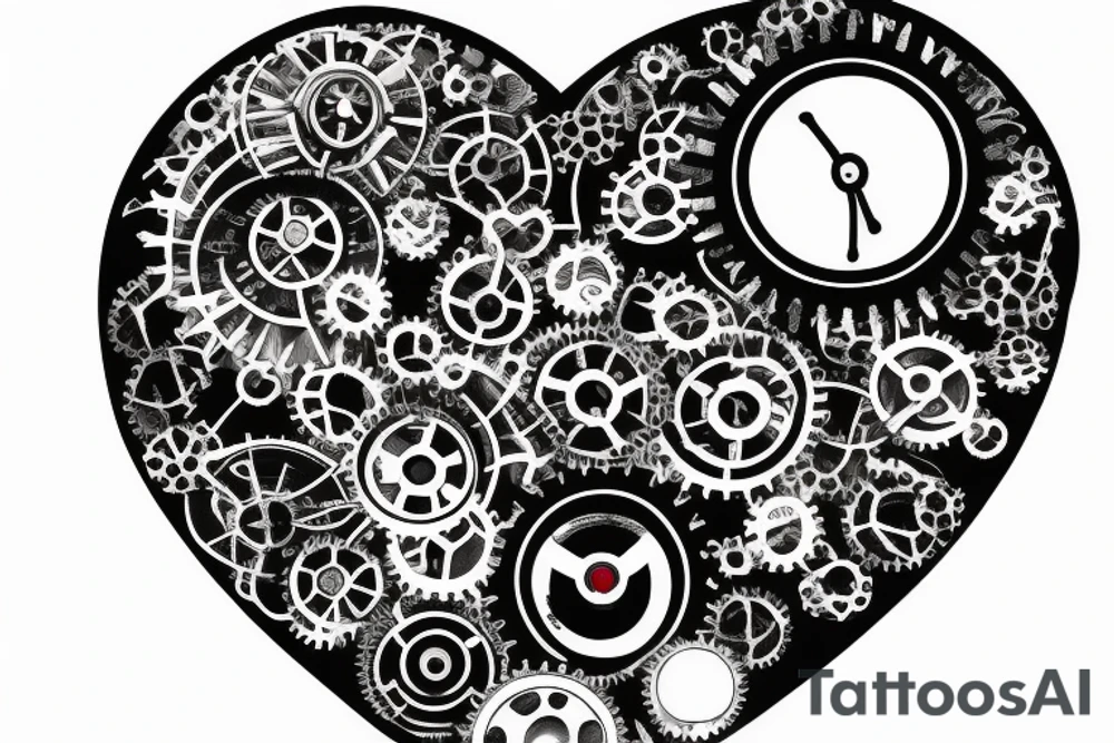 One small steampunk heart with gears and cogs. tattoo idea