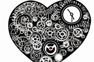 One small steampunk heart with gears and cogs. tattoo idea