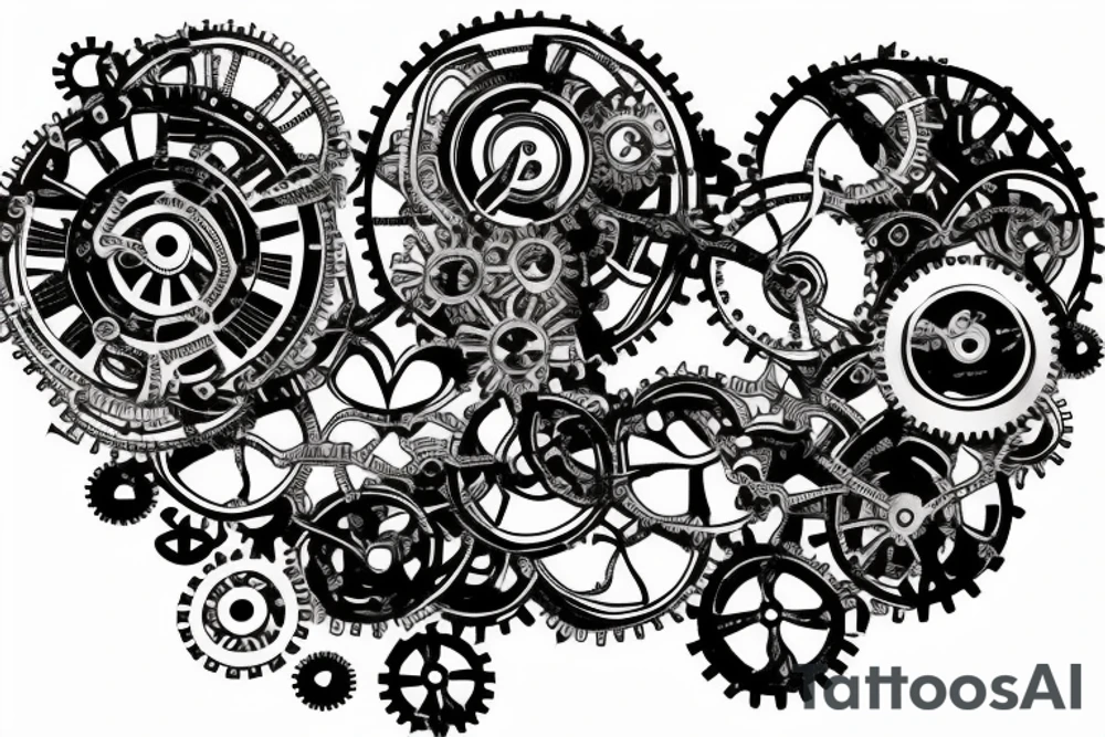 One small steampunk heart with gears and cogs. tattoo idea