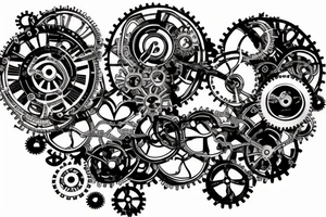 One small steampunk heart with gears and cogs. tattoo idea