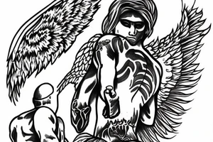 angel men from the back with title wish you were here tattoo idea