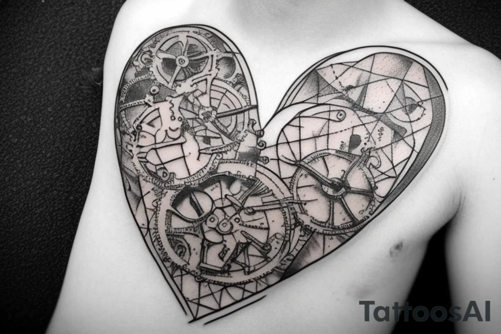 One small steampunk heart tattoo idea
